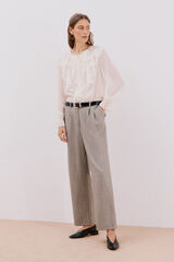 Cortefiel Pantalón largo ancho con doble pinza Beige
