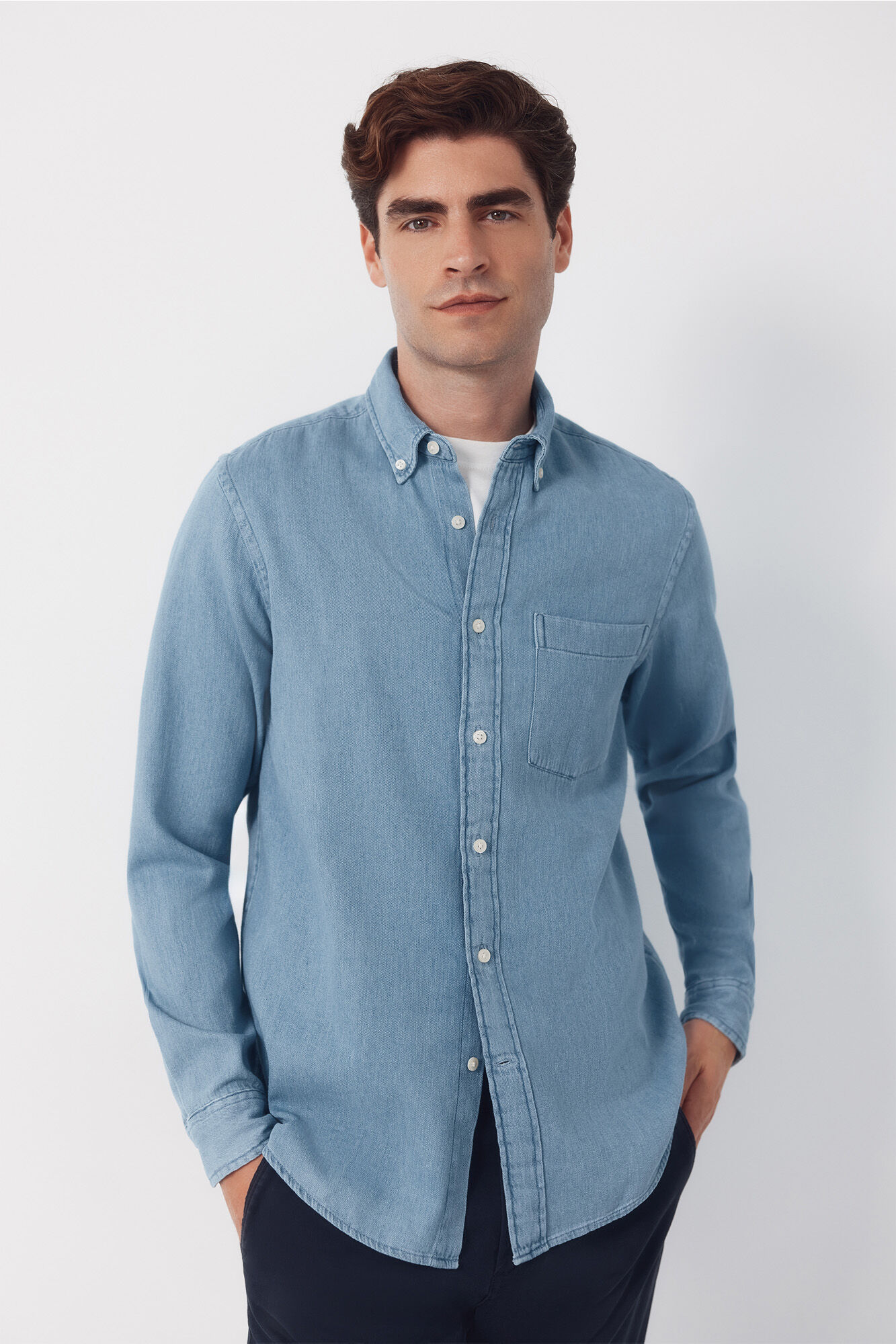 Cortefiel Camisa denim Azul