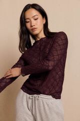 Slowlove Top encaje asim&eacute;trico Vino