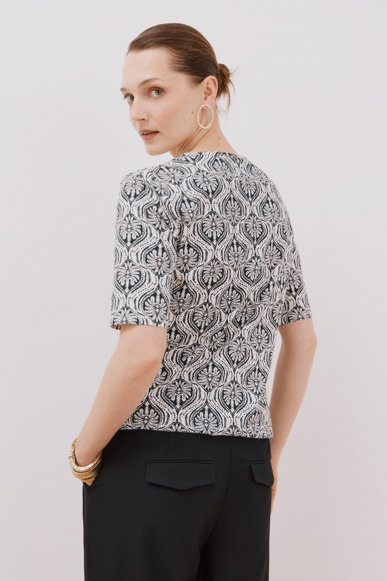 Cortefiel Playera b&aacute;sica escote barco Estampado gris