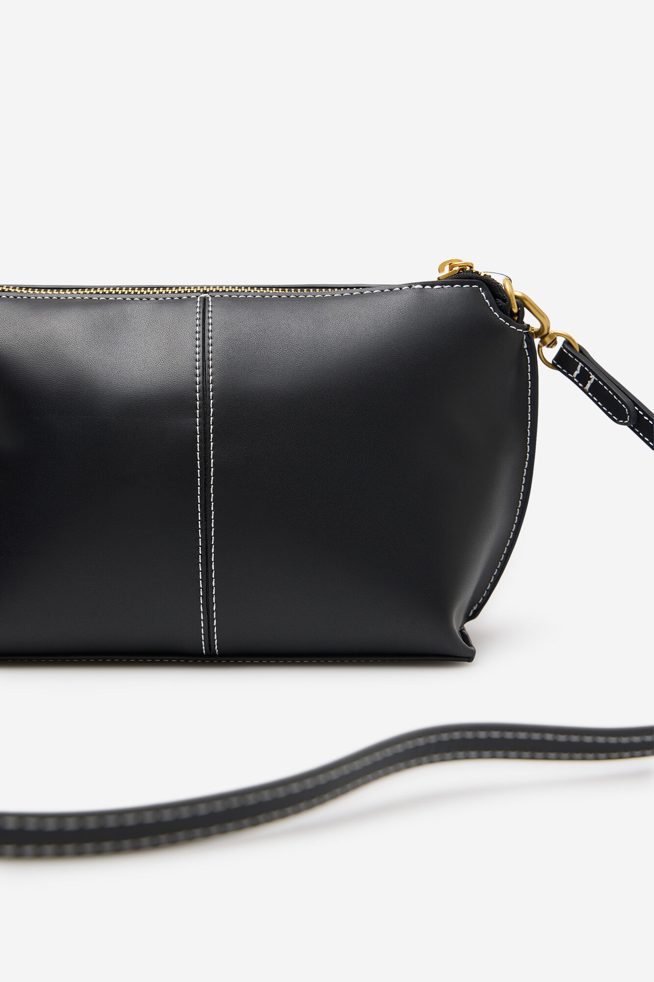 Cortefiel Bandolera b&aacute;sica pespuntes Negro