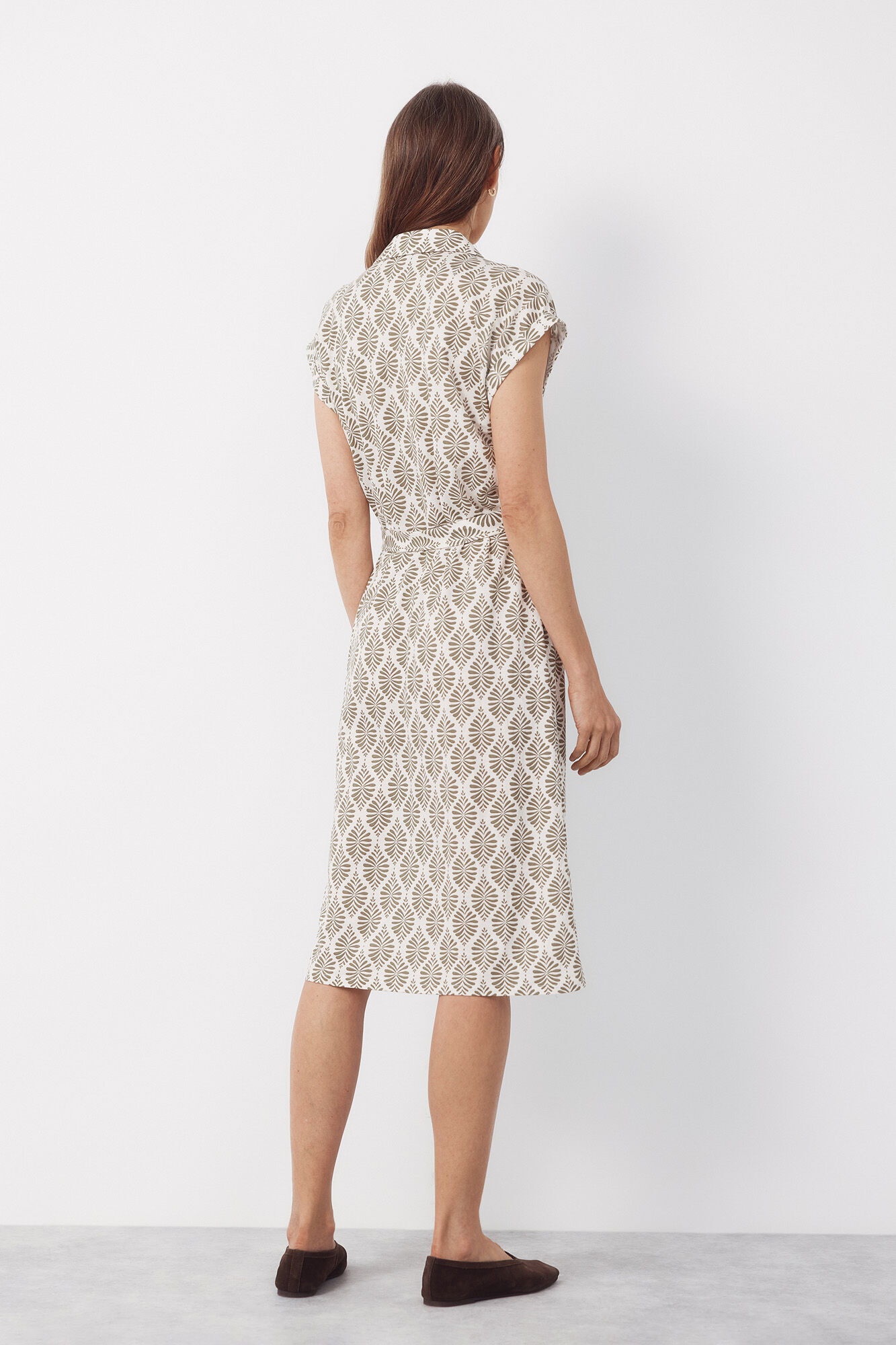 Cortefiel Vestido camisero Estampado blanco
