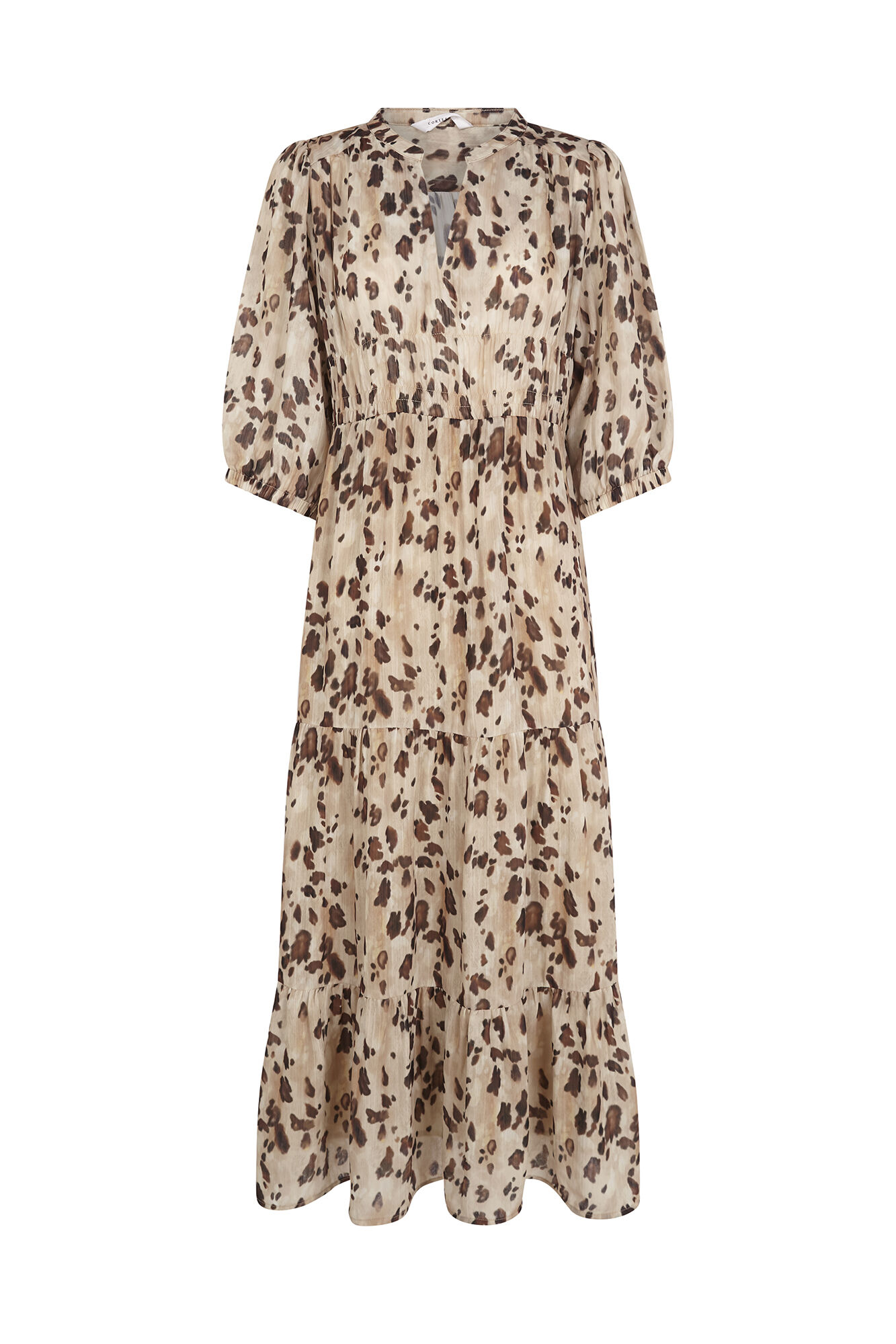 Cortefiel Vestido largo de cuello redondo Multicolor