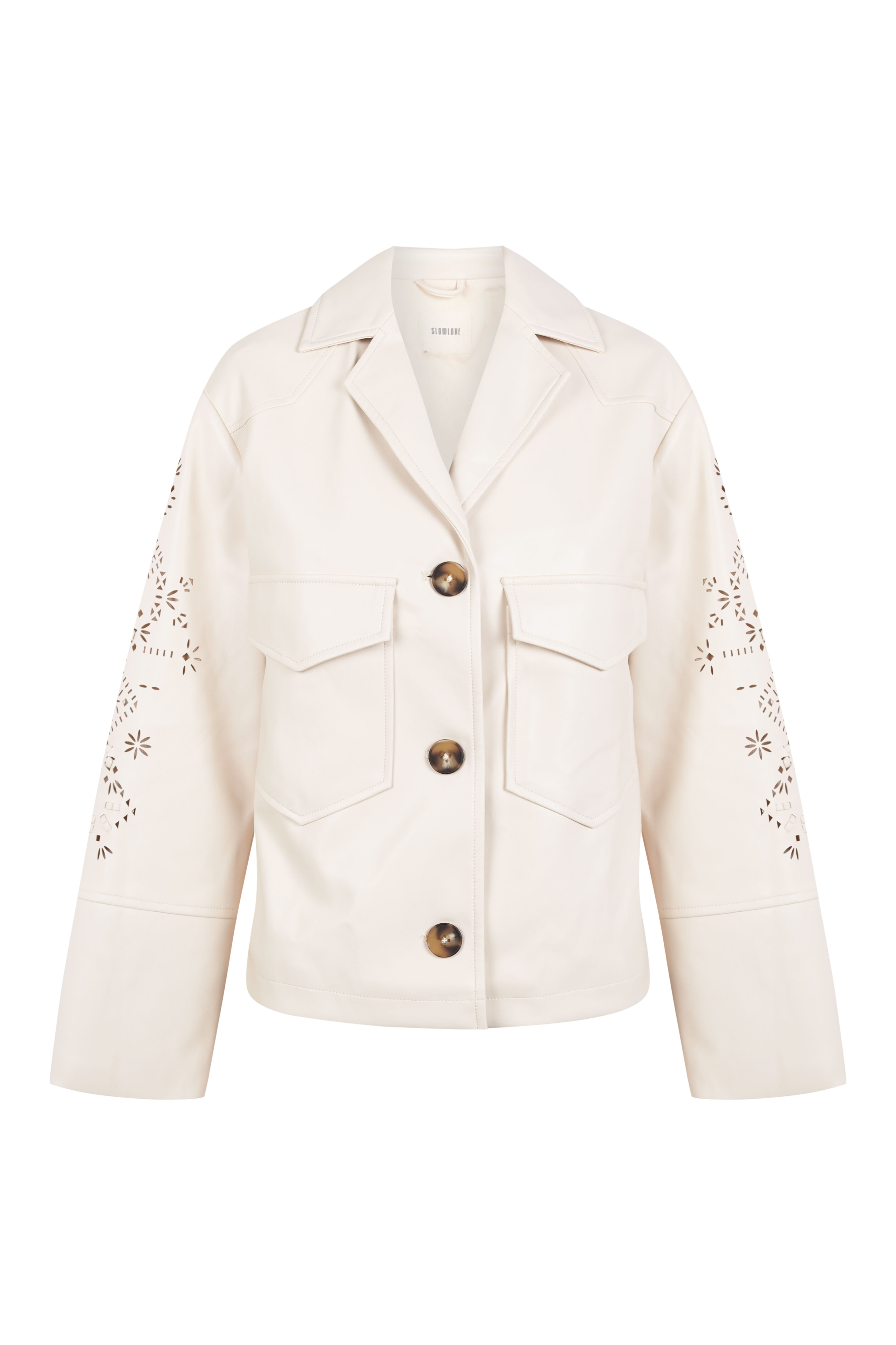 Slowlove Chamarra perforada en manga Beige