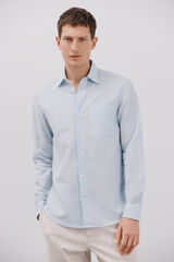 Cortefiel Camisa lino algodón liso Azul