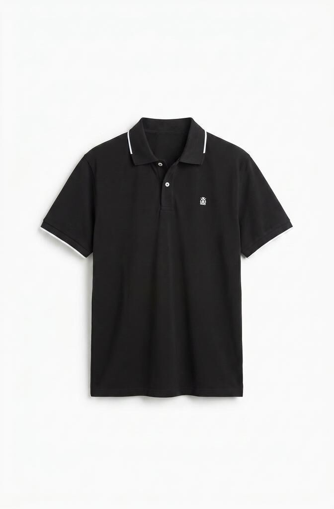 Cortefiel Polo COOLMAX&reg; cuello jacquard Negro