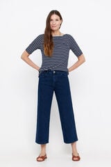 Cortefiel pantalón denim fit palazzo crop Azul