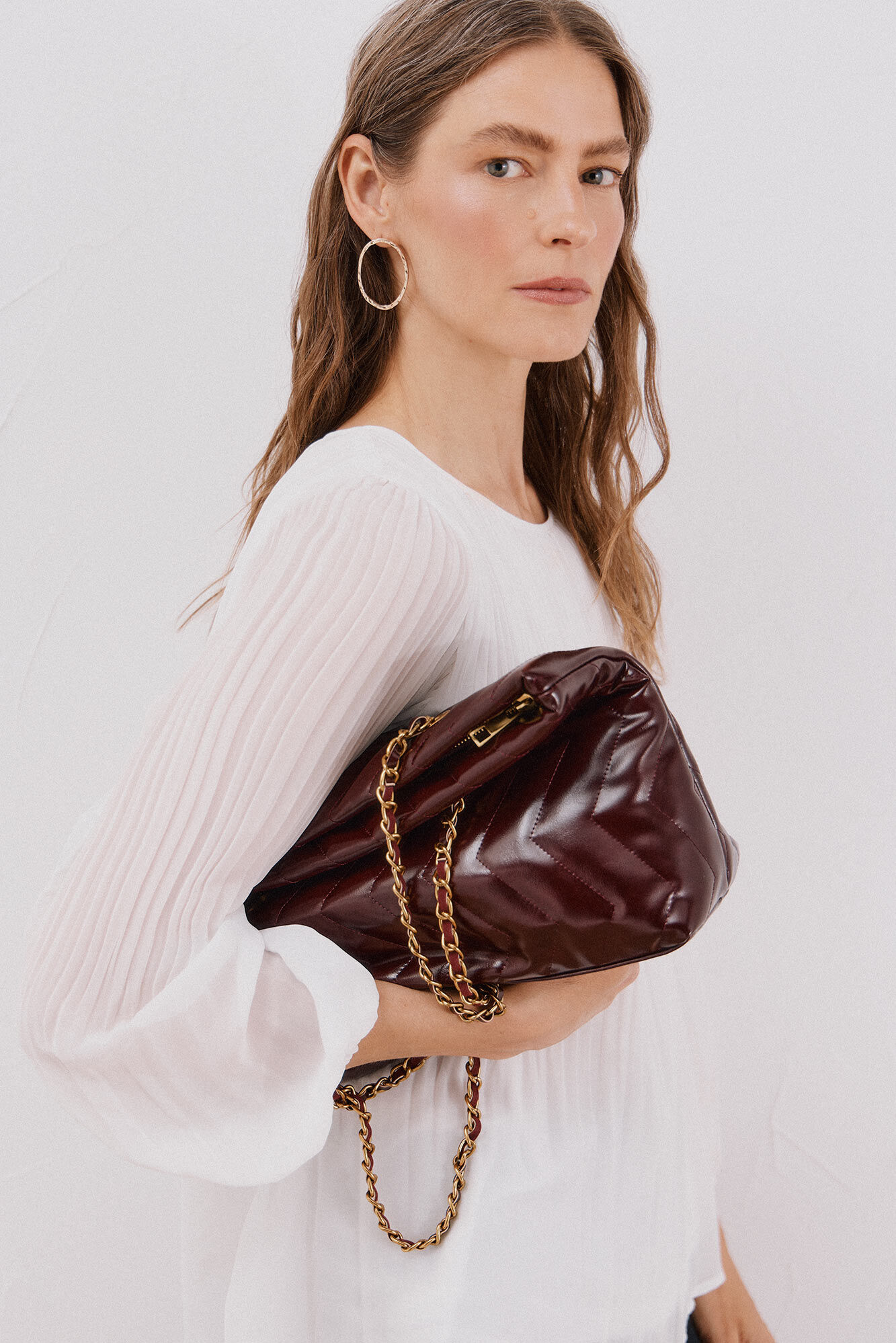 Cortefiel Blusa plisada Blanco