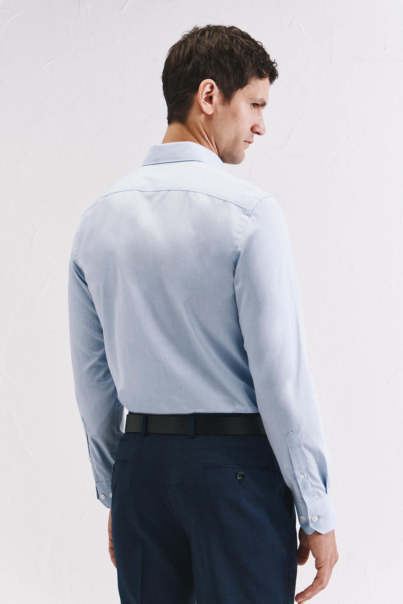 Cortefiel Camisa de vestir lisa de f&aacute;cil planchado Azul