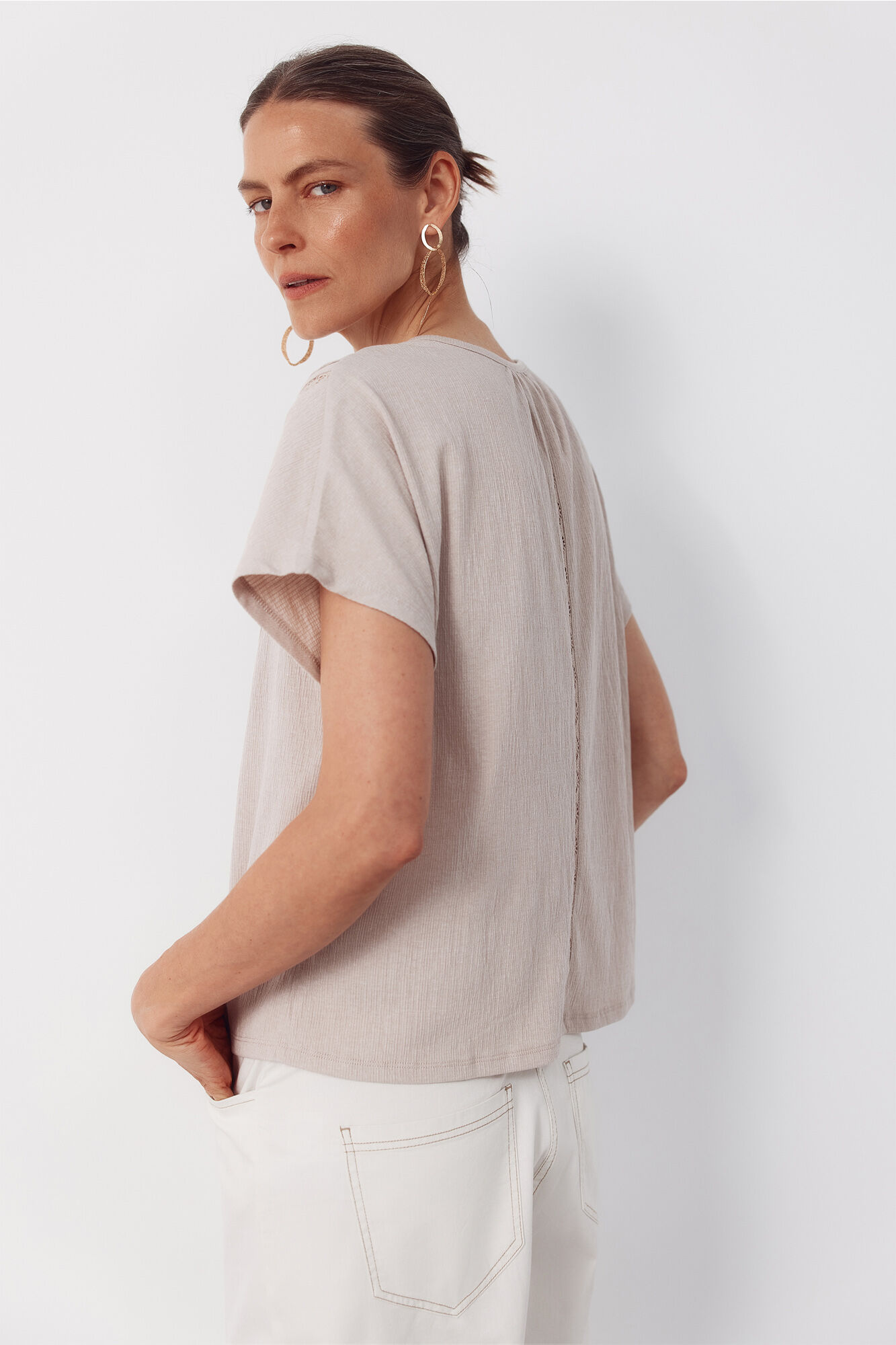 Cortefiel Playera de quillas Beige