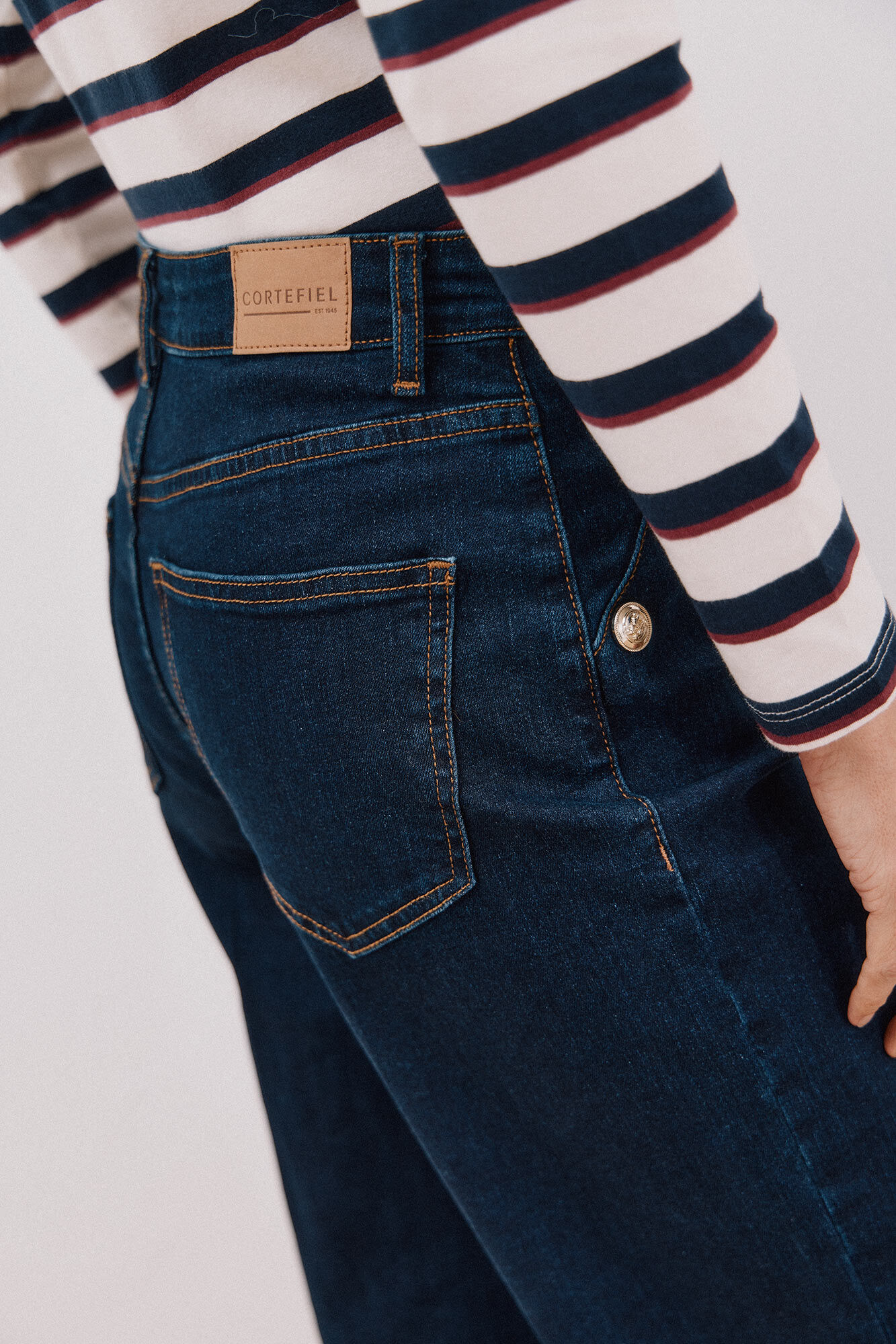 Cortefiel Pantalones palazzo botones Azul