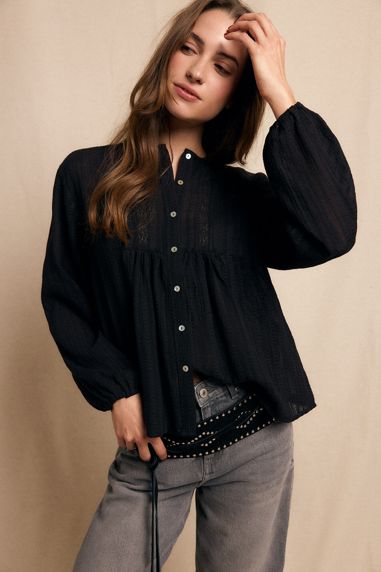 Slowlove Blusa de encaje