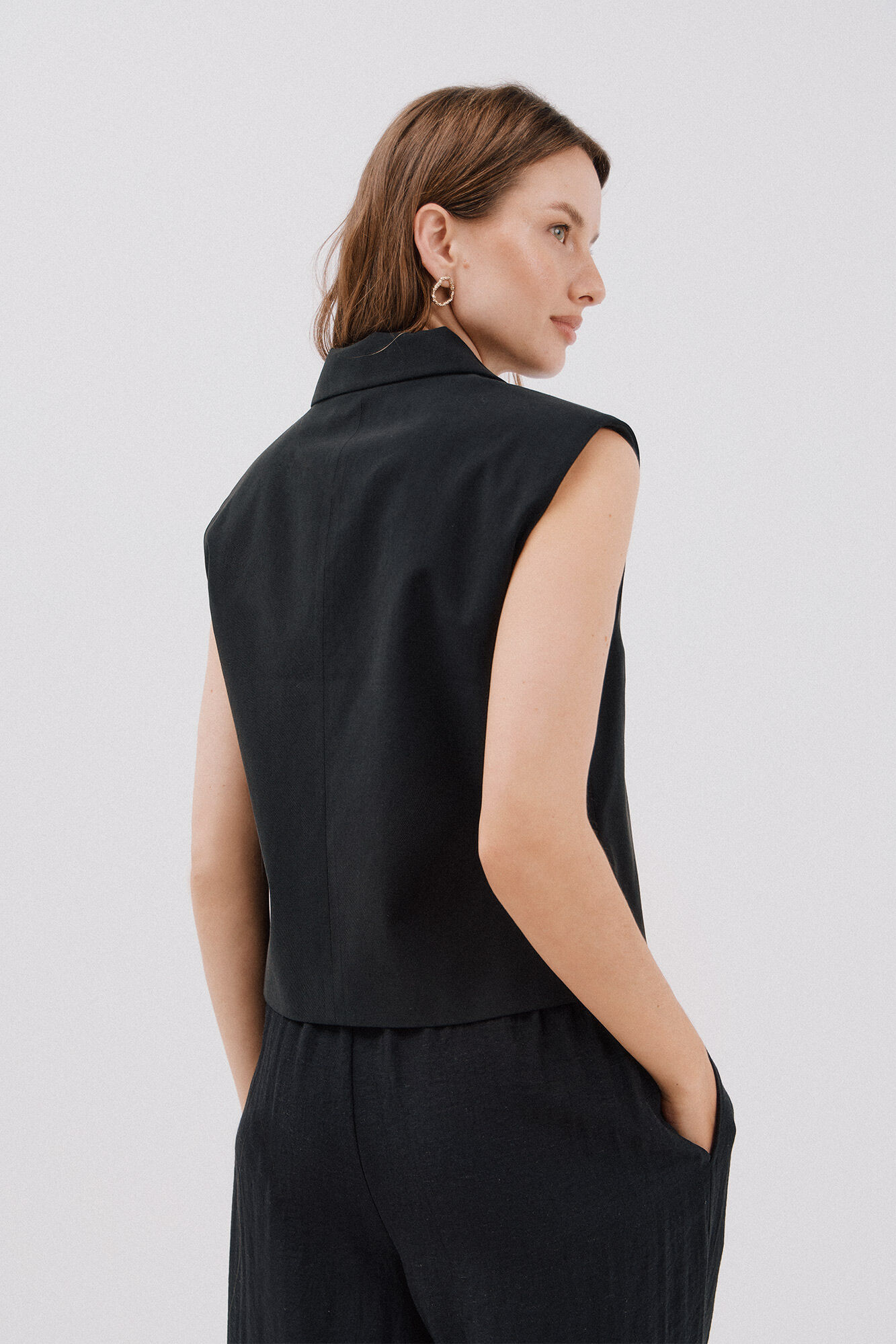 Cortefiel Chaleco de cuello solapa Negro