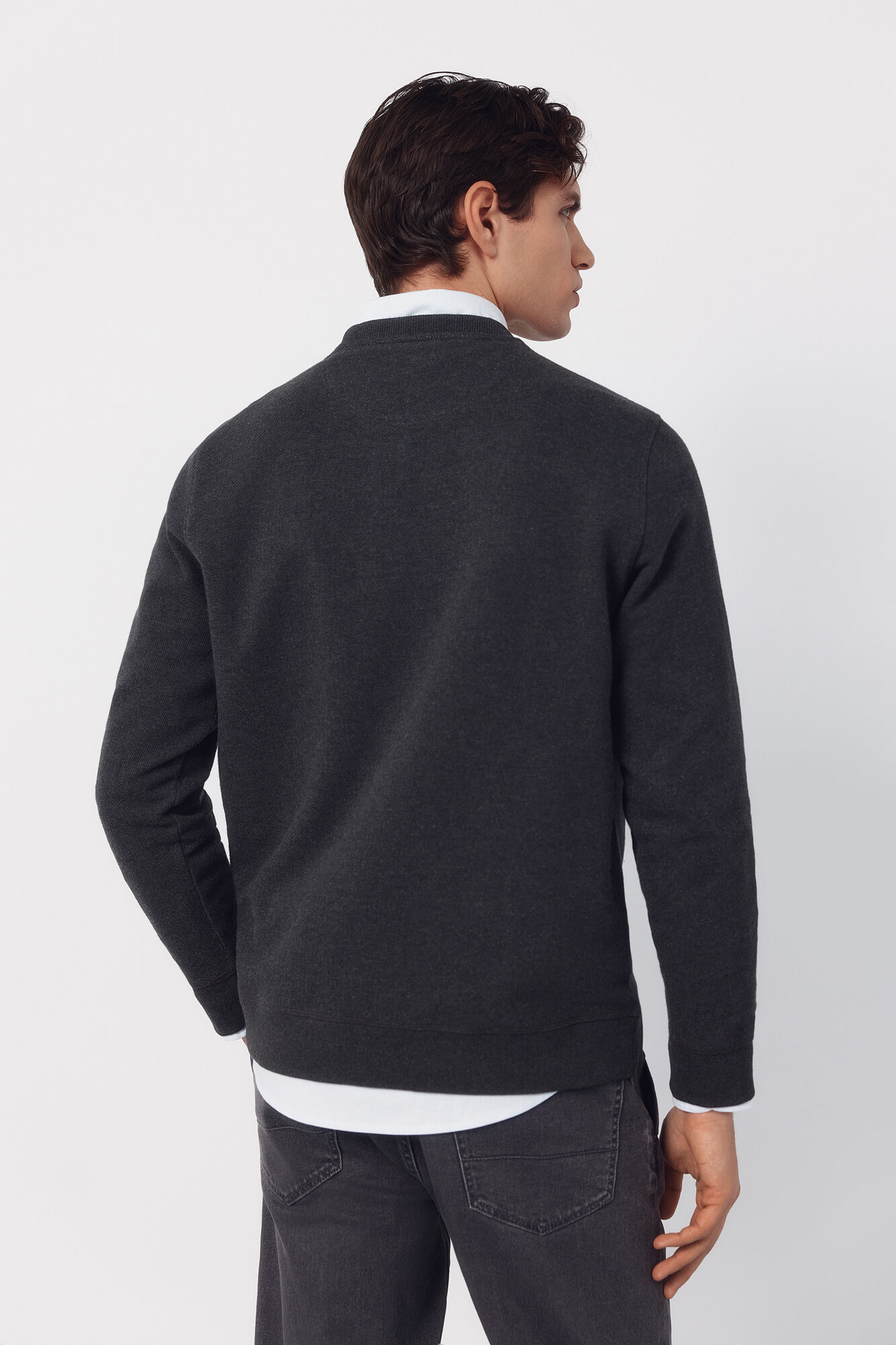 Cortefiel Sudadera estructura cuello caja Gris