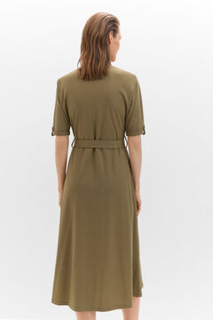 Cortefiel Vestido polo en punto piqué Kaki