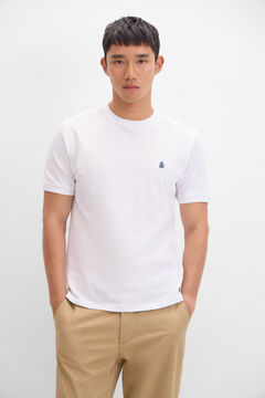 Cortefiel Camiseta básica piqué Blanco