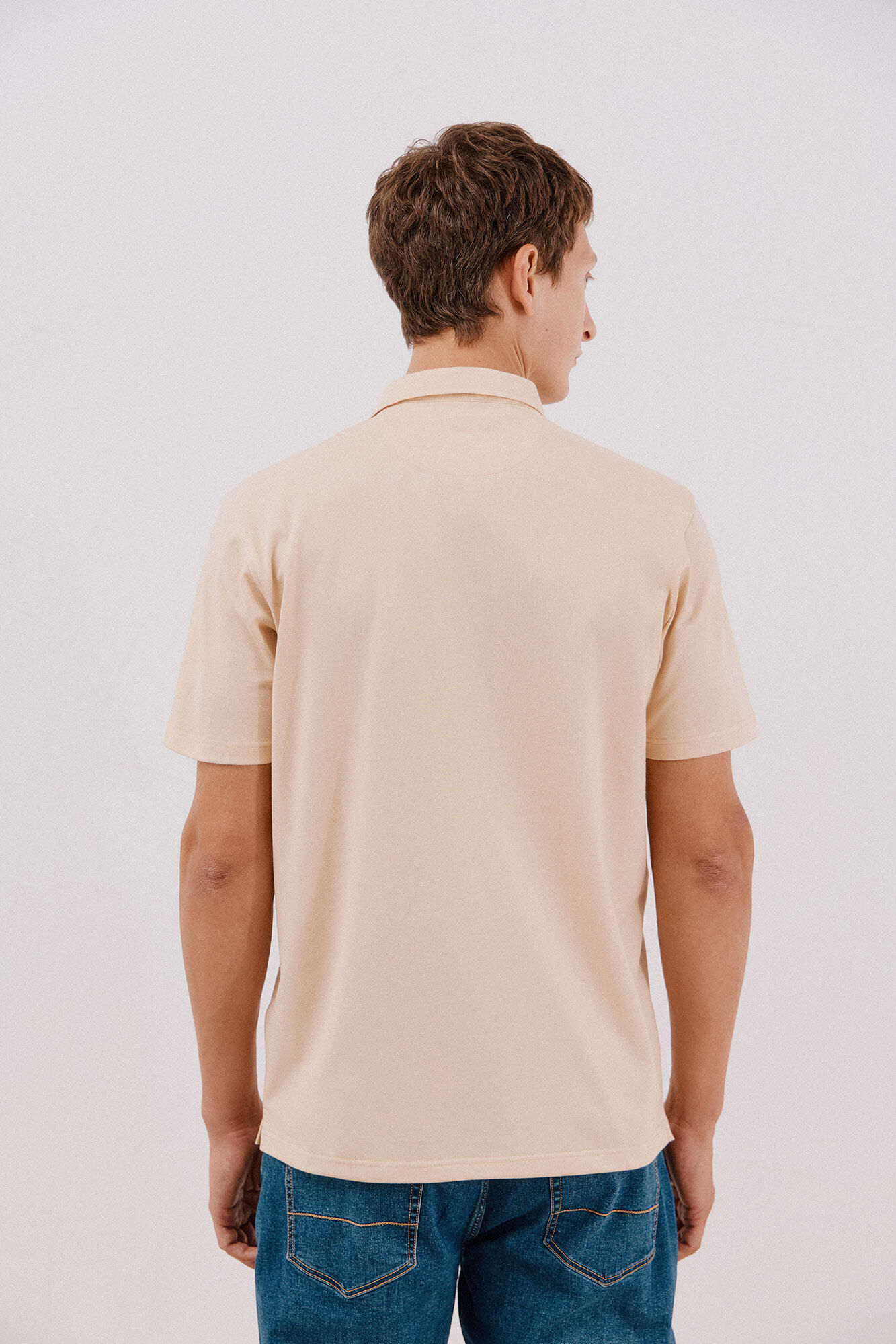 Cortefiel Polo liso piqu&eacute; Beige