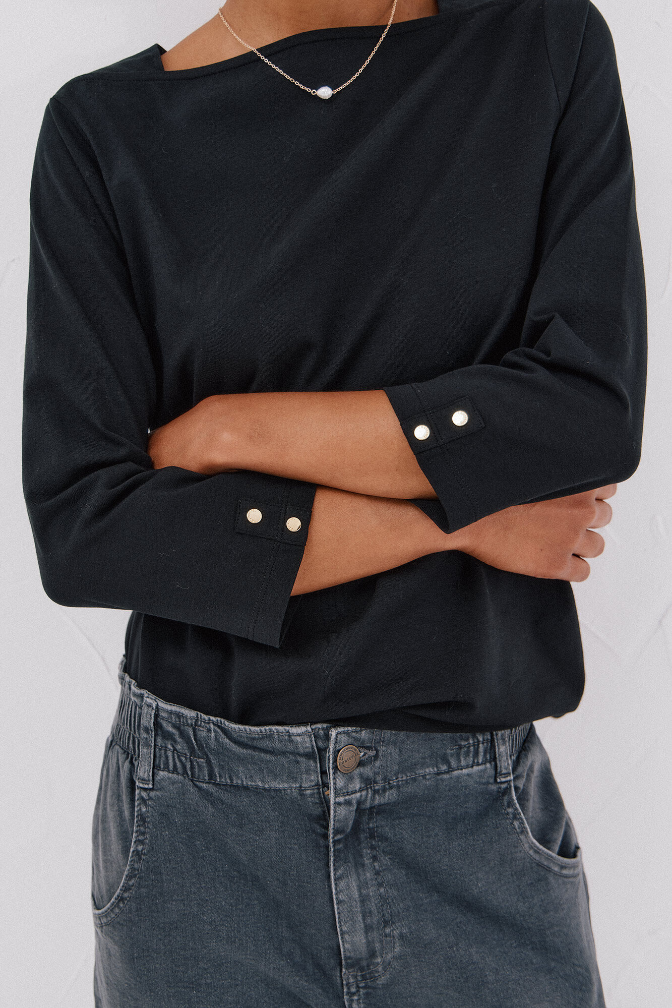 Cortefiel Playera b&aacute;sica barco Negro