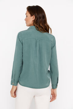 Cortefiel Camisa Cargo 100% Tencel Kaki