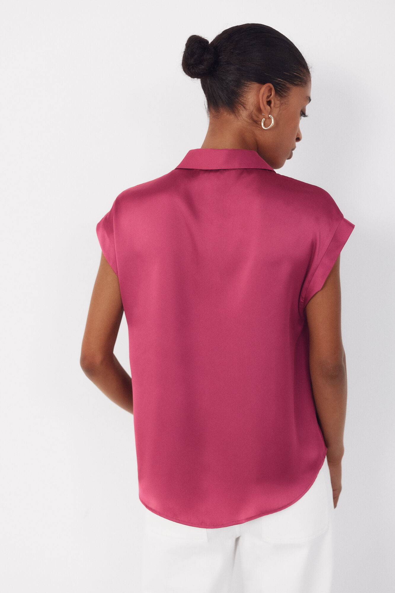 Cortefiel Camisa satinada Fucsia