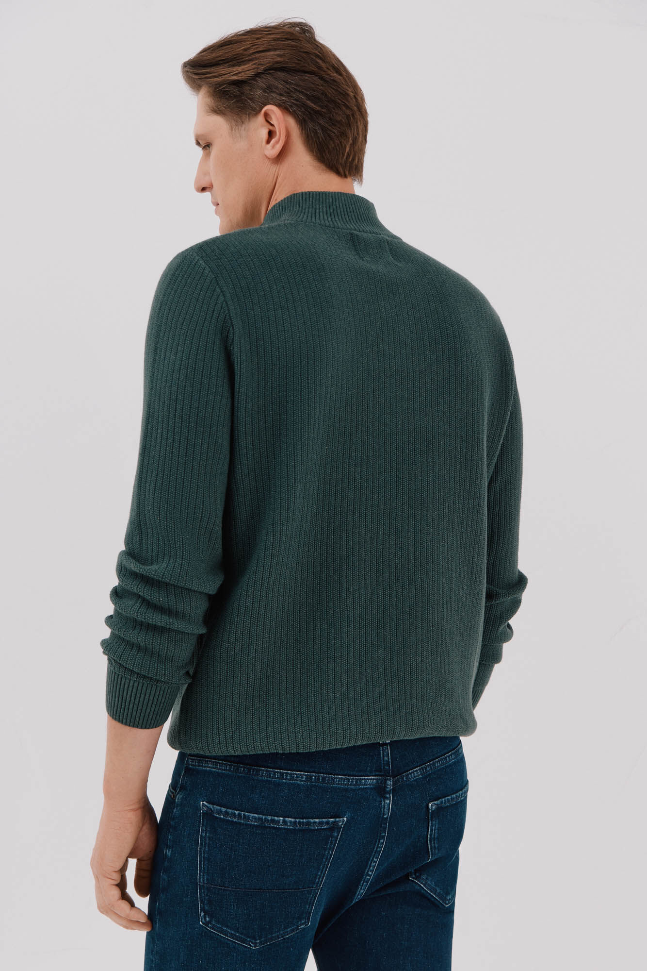 Cortefiel Su&eacute;ter de algod&oacute;n estructura cuello alto Verde oscuro