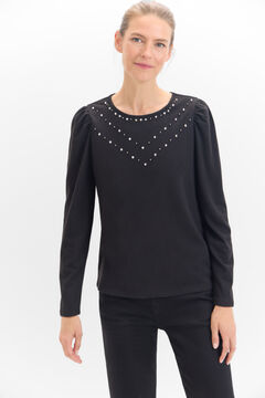 Cortefiel Camiseta con studs Negro