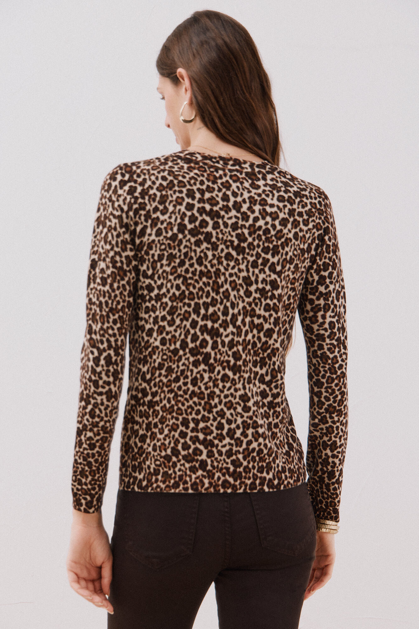 Cortefiel Su&eacute;ter de tejido fino Estampado marr&oacute;n