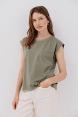 Cortefiel Playera escote pico Kaki