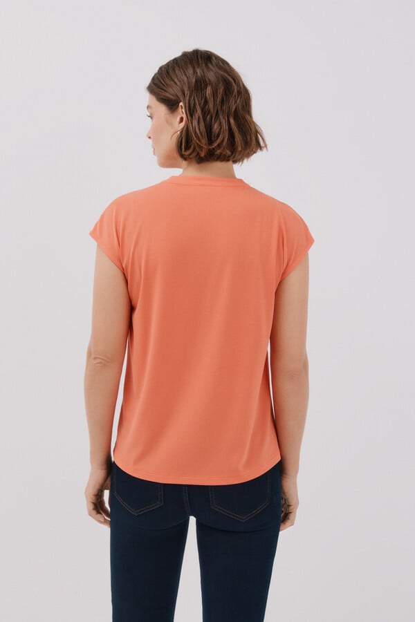 Cortefiel Playera básica cuello mao desmentido Coral
