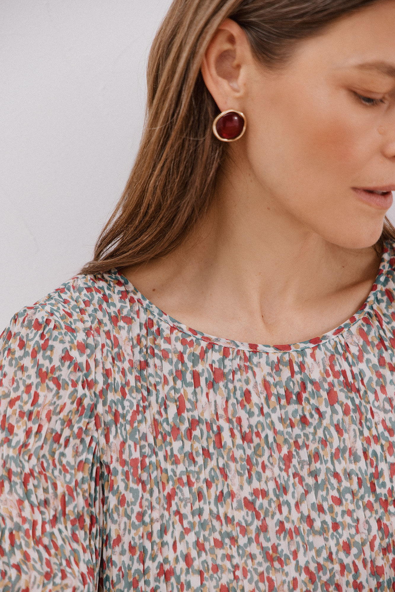 Cortefiel Blusa plisada Multicolor