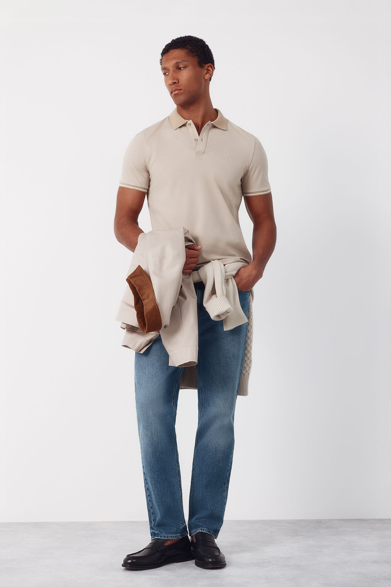 Cortefiel Polo piqu&eacute; Beige