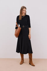 Cortefiel Vestido combinado cinturón Negro