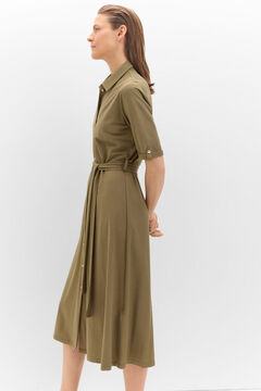 Cortefiel Vestido polo en punto piqué Kaki