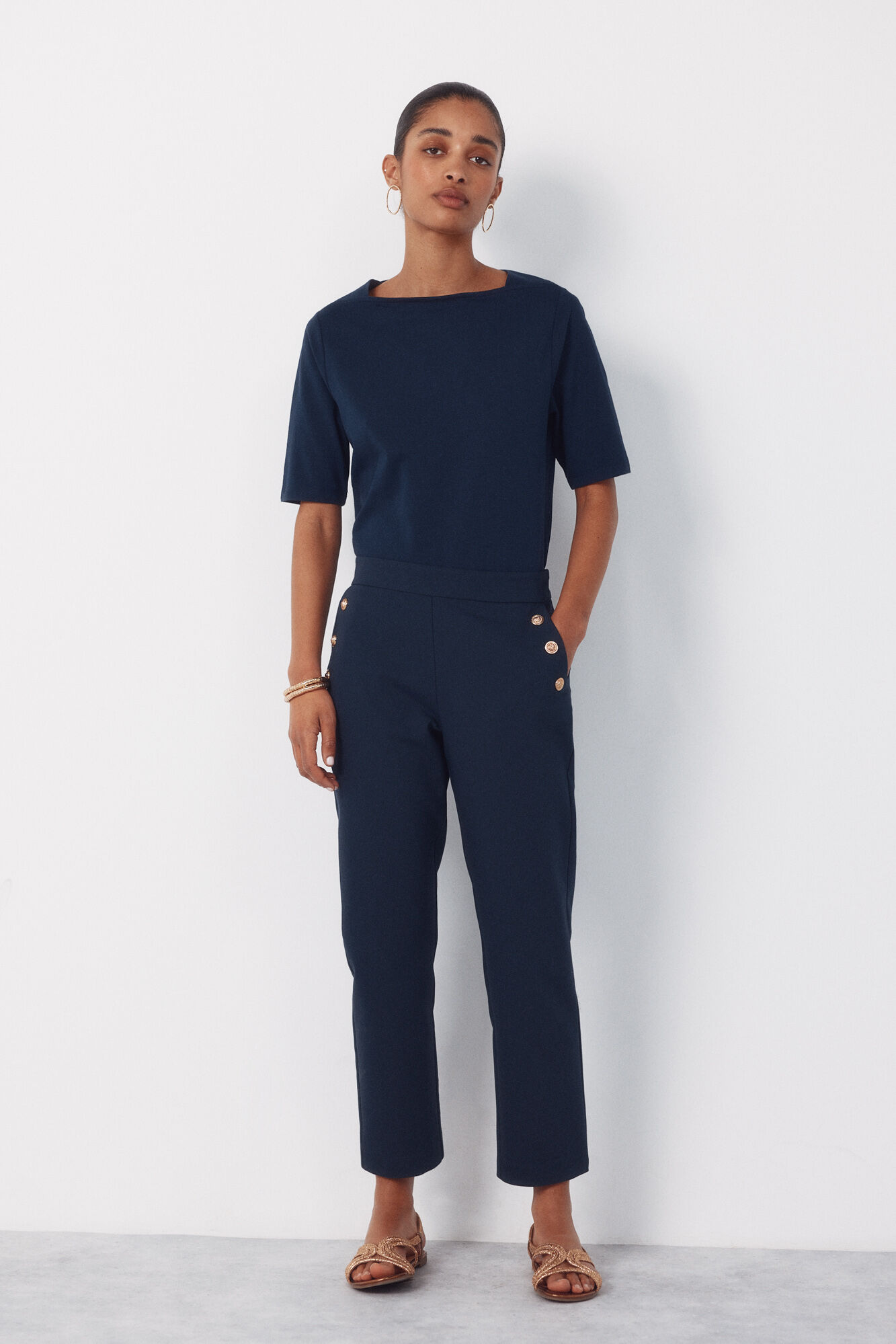 Cortefiel Pantal&oacute;n con botones dorados Azul marino