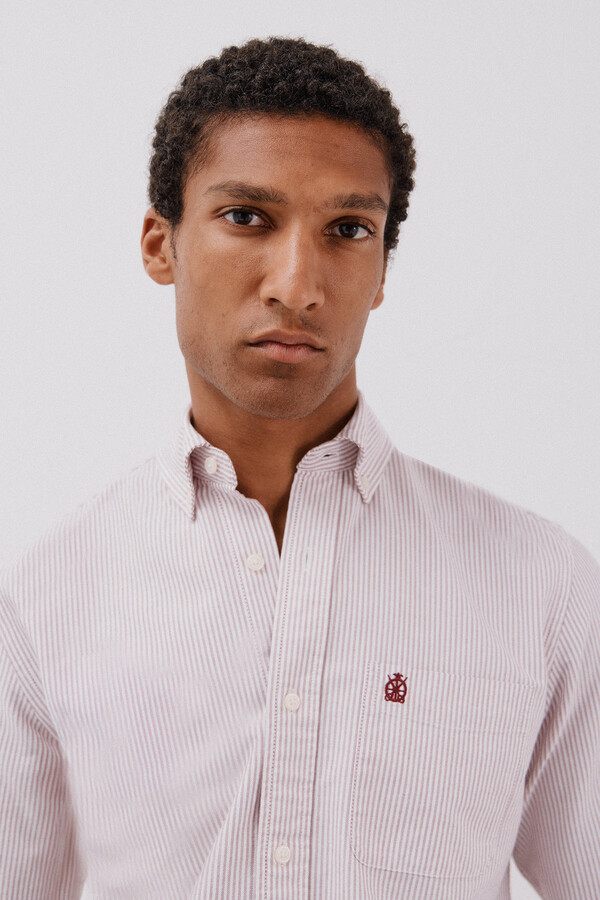 Cortefiel Camisa oxford raya candela Granate