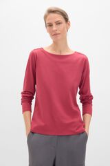 Cortefiel Camiseta básica escote barco con botones dorados Vino