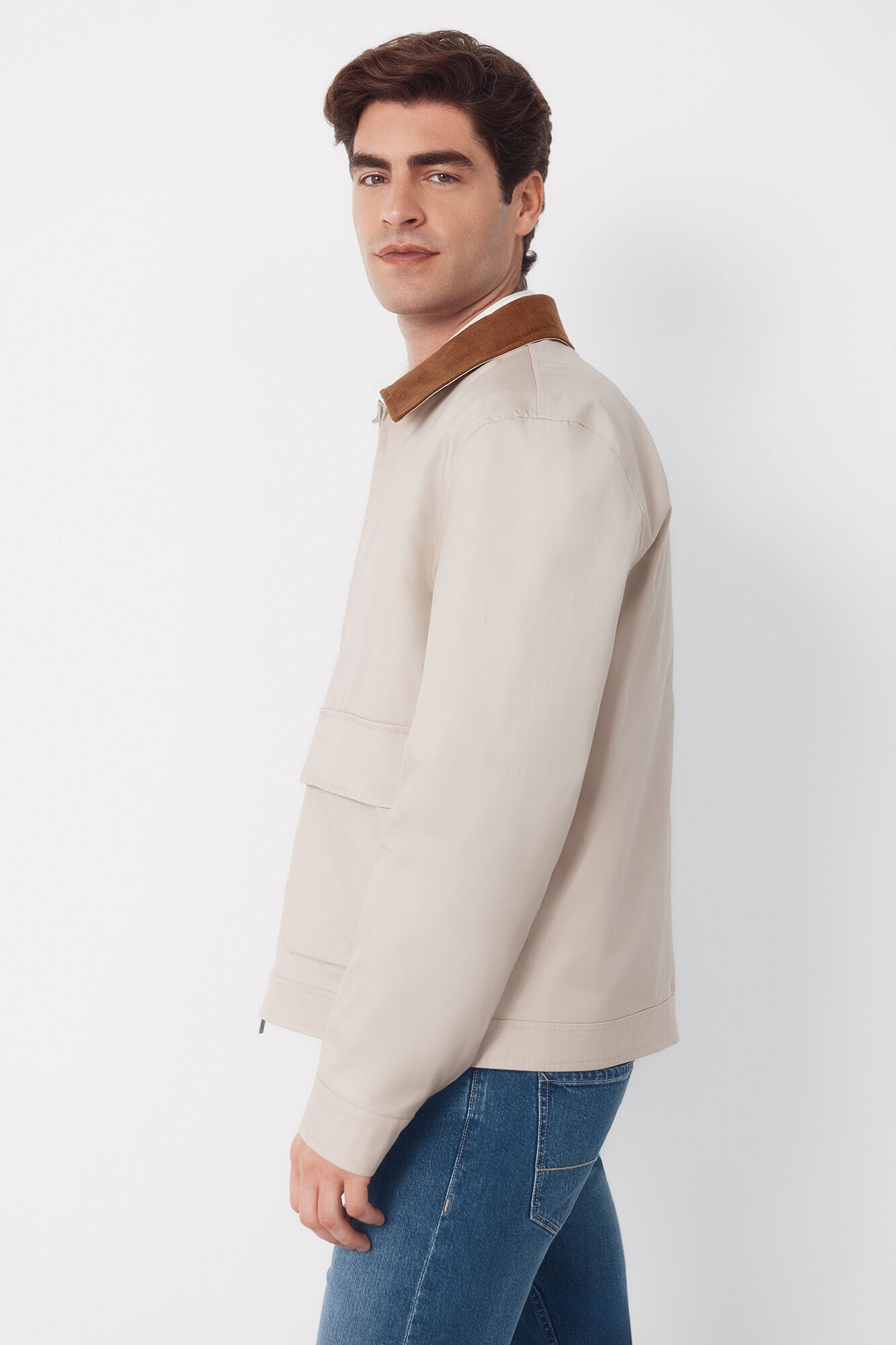 Cortefiel Cazadora con cuello combinado Beige
