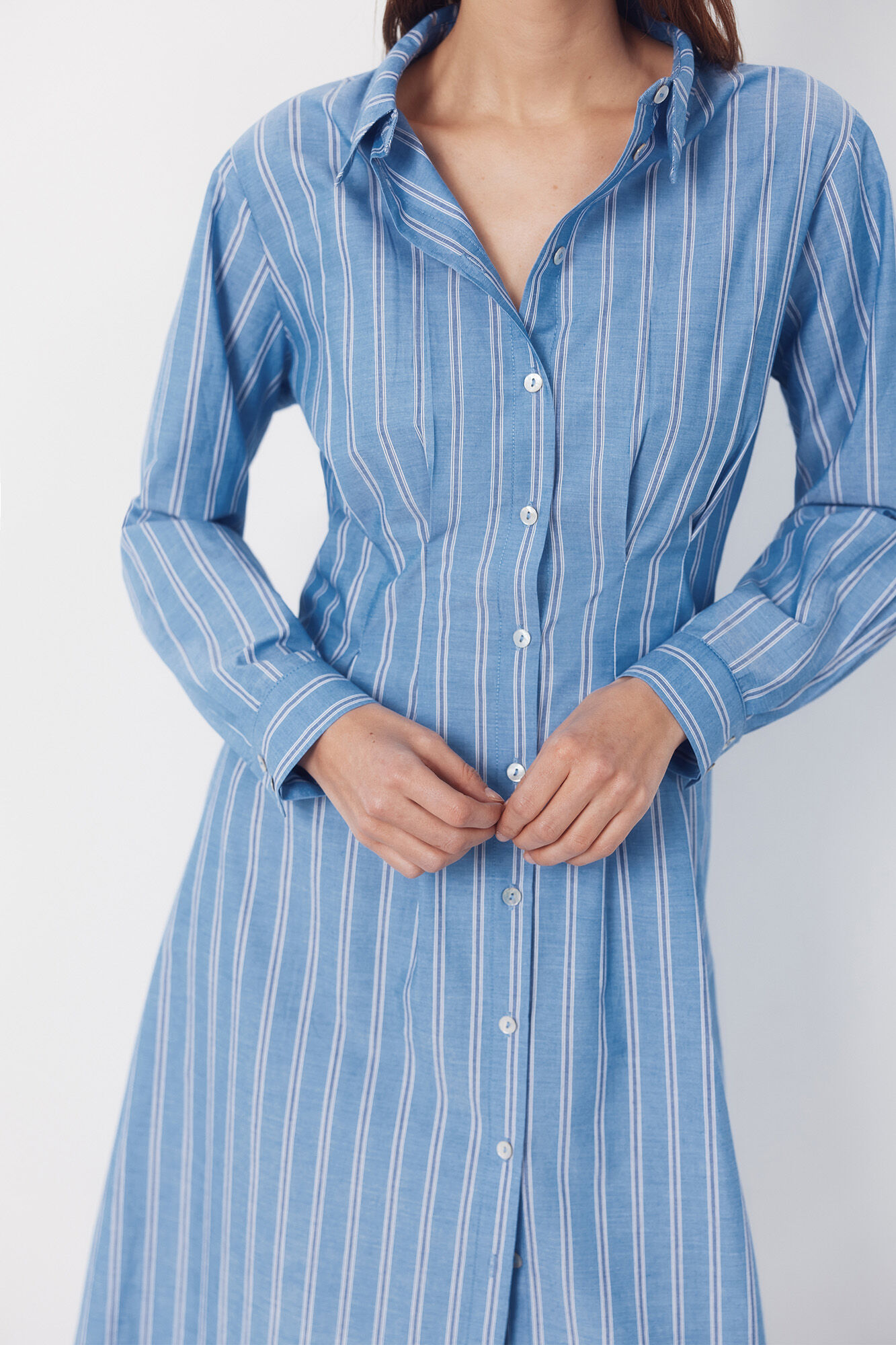 Cortefiel Vestido camisero de rayas Estampado azul