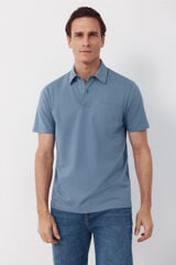 Cortefiel Polo liso bolsillo Azul