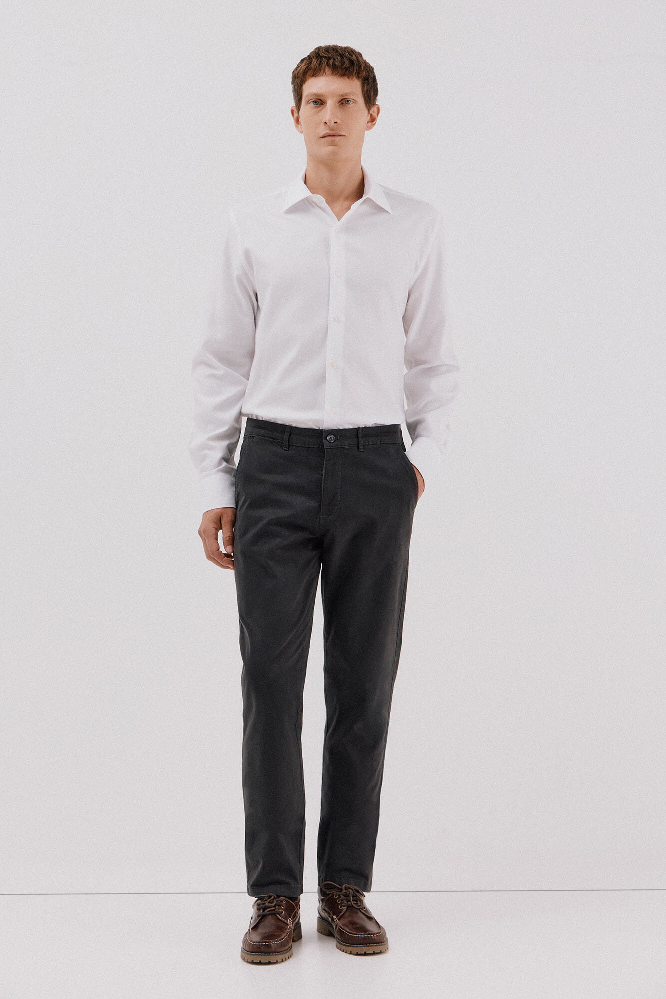 Cortefiel Camisa de vestir de twill f&aacute;cil planchado Blanco