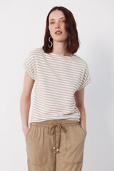 Cortefiel Playera de rayas Beige