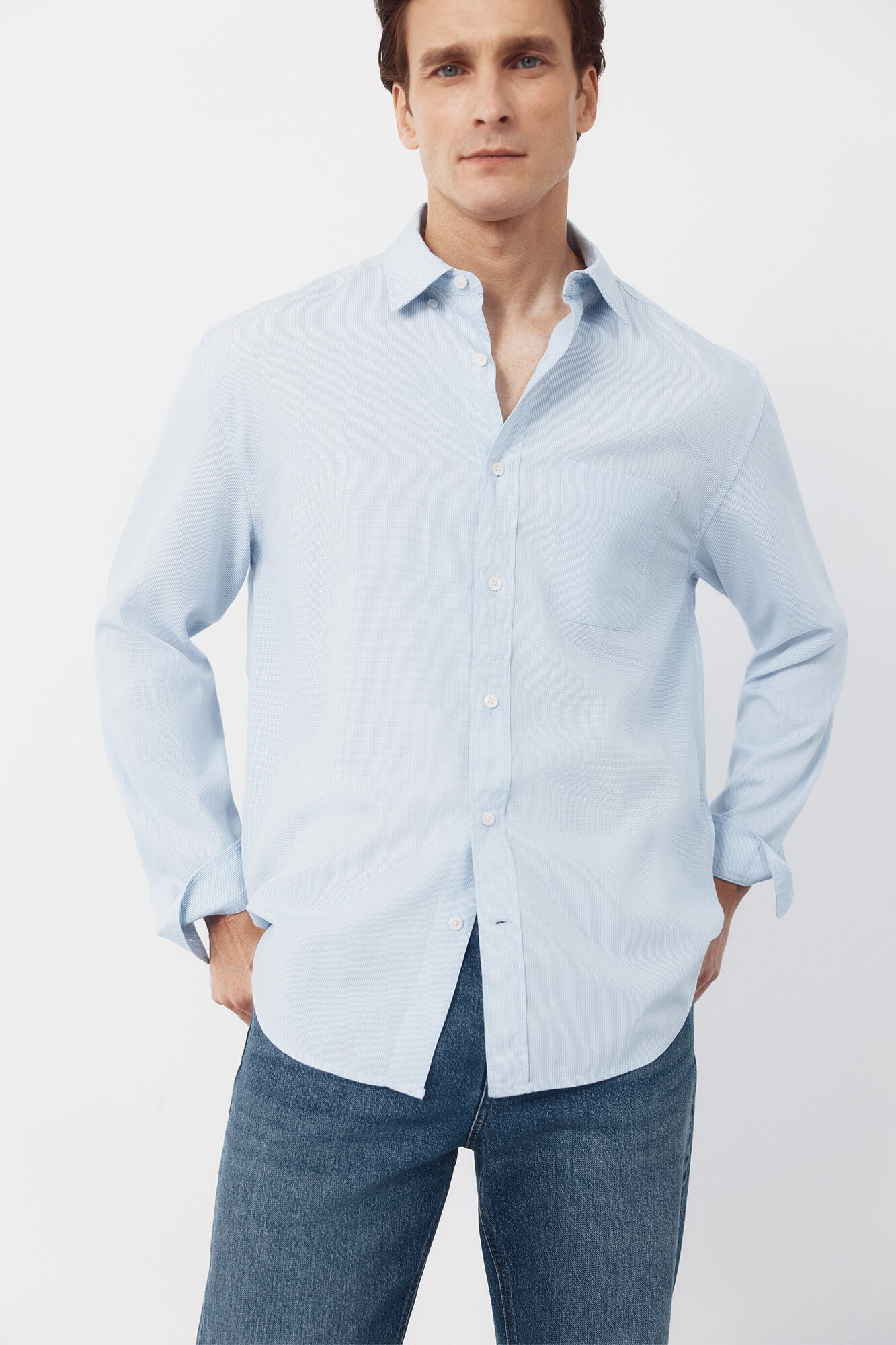 Cortefiel Camisa seersucker cuadros