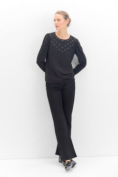 Cortefiel Camiseta con studs Negro