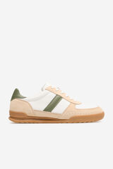 Cortefiel Zapatilla piel y textil Blanco