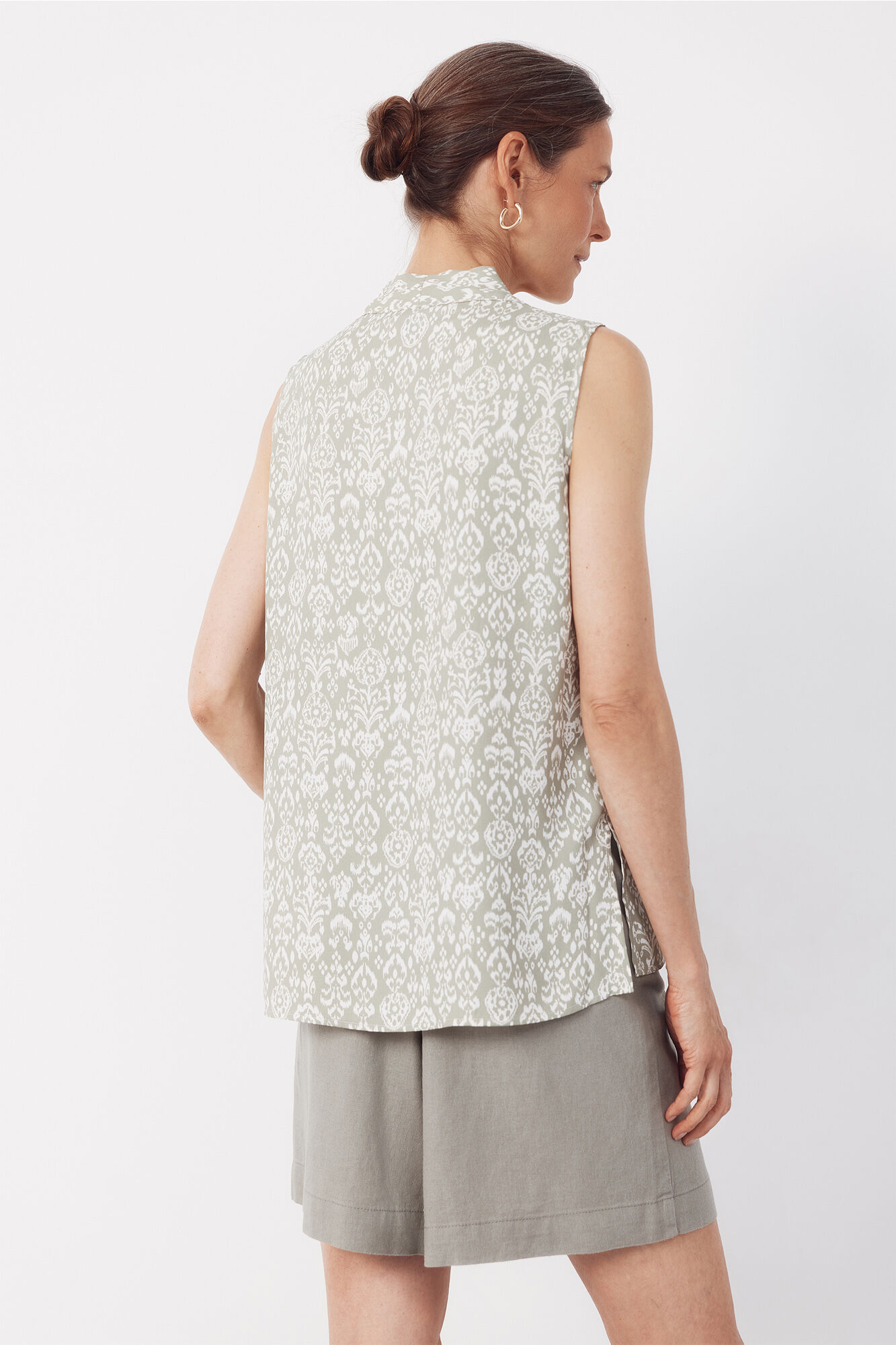 Cortefiel Blusa fluida con pliegues Estampado verde
