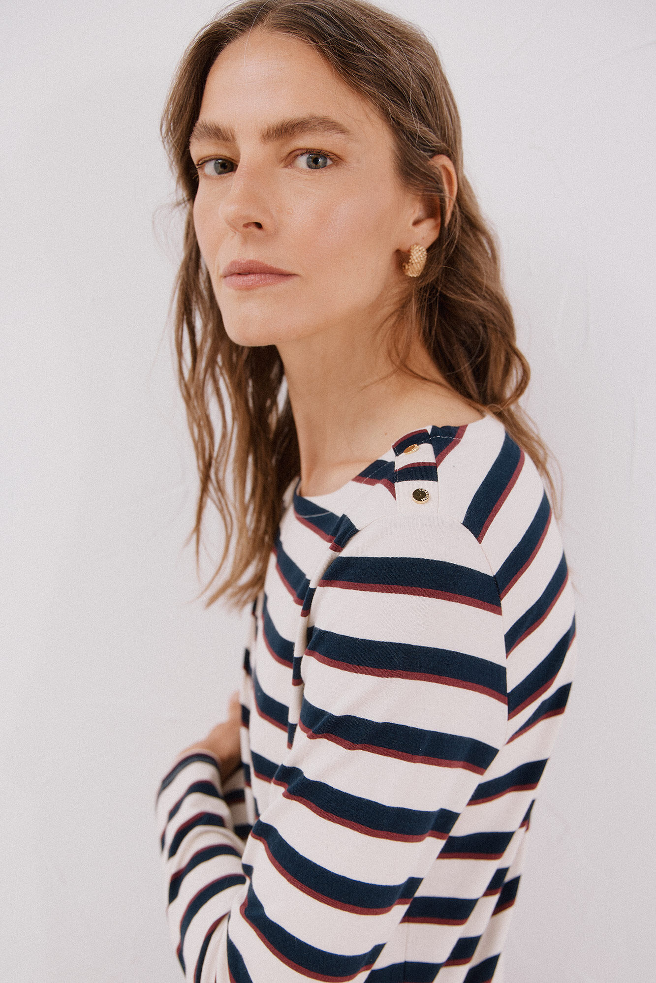 Cortefiel Playera barco botones Estampado azul