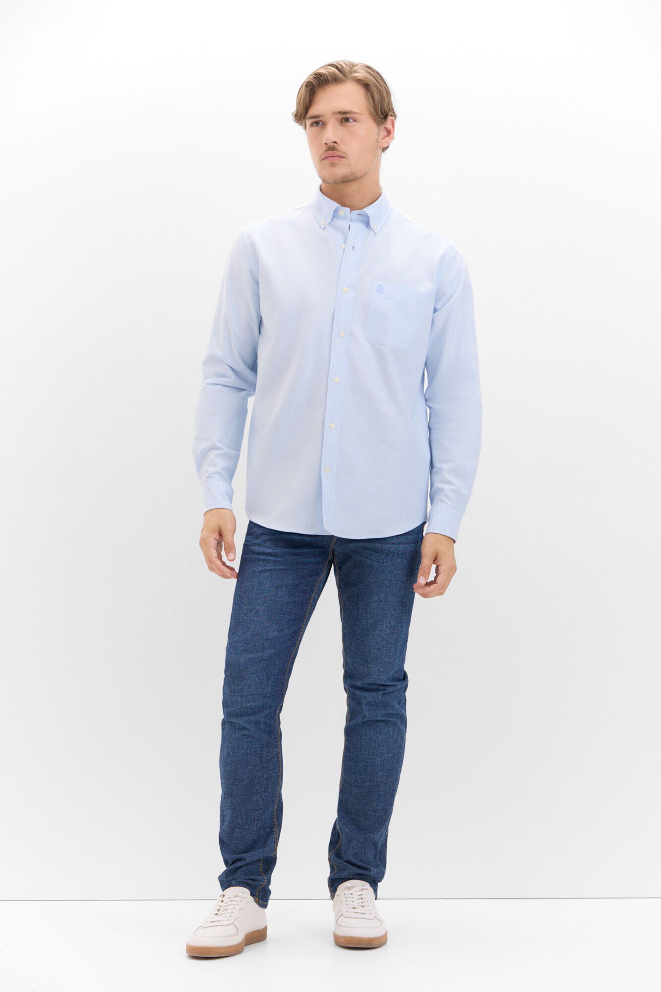 Cortefiel Camisa oxford liso Azul
