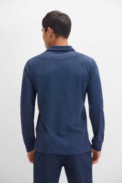 Cortefiel Polo algodón tencel manga larga Azul marino