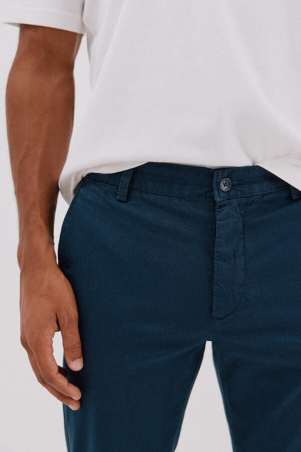 Cortefiel Pantalón chino print slim Azul oscuro