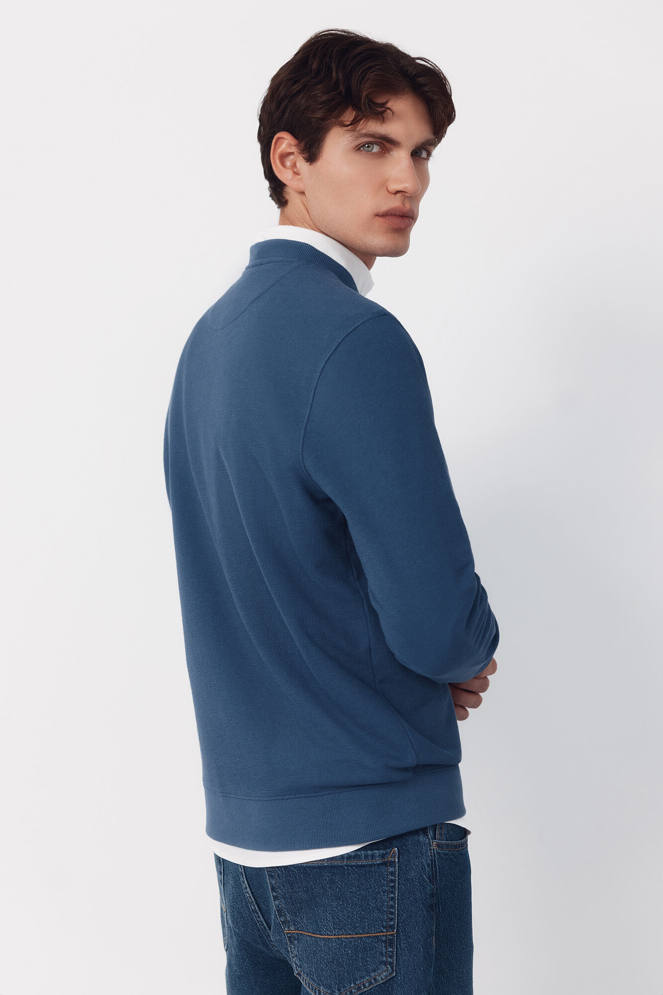 Cortefiel Sudadera estructura cuello caja Azul oscuro
